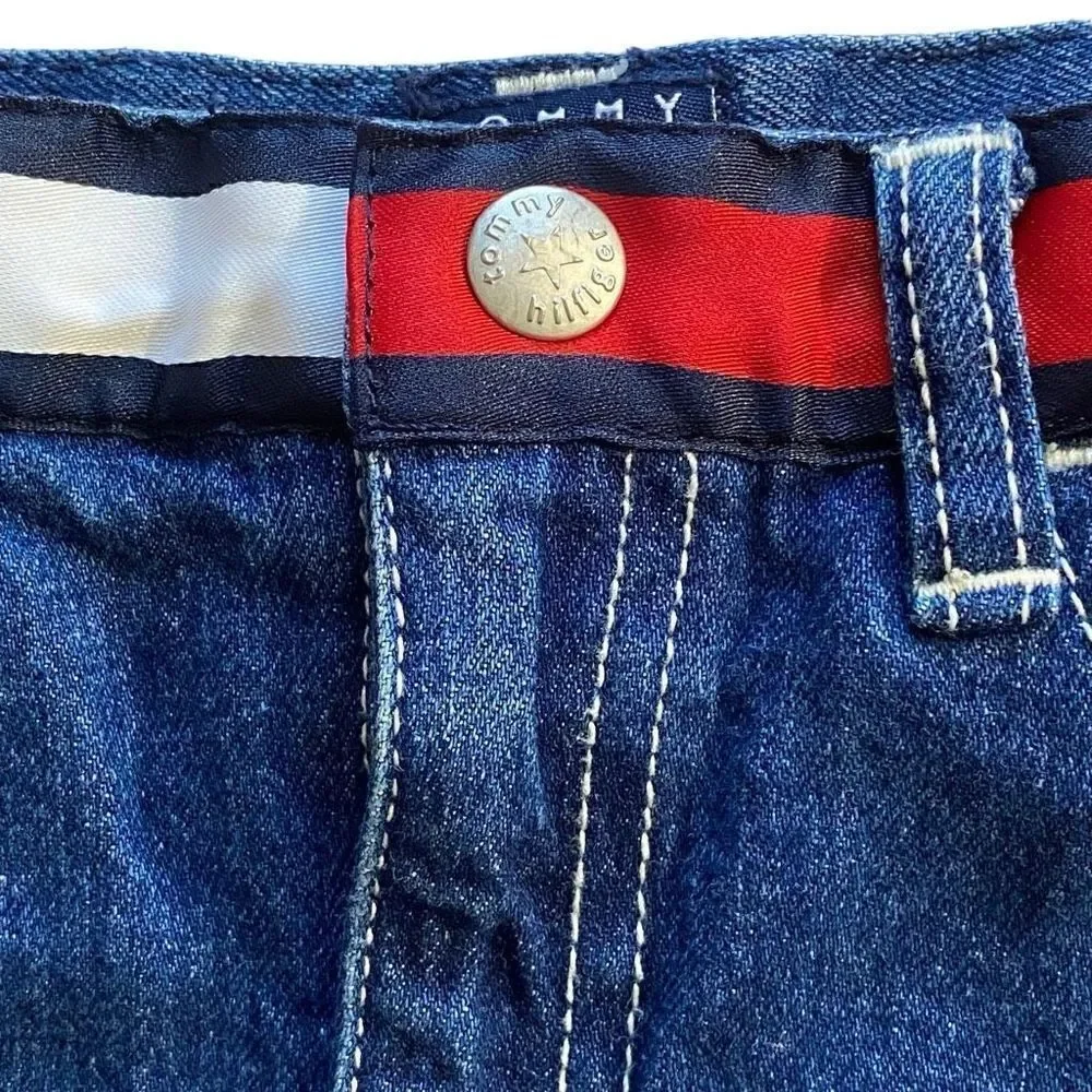 Tommy Hilfiger color block waist band denim skirt Y2K vintage